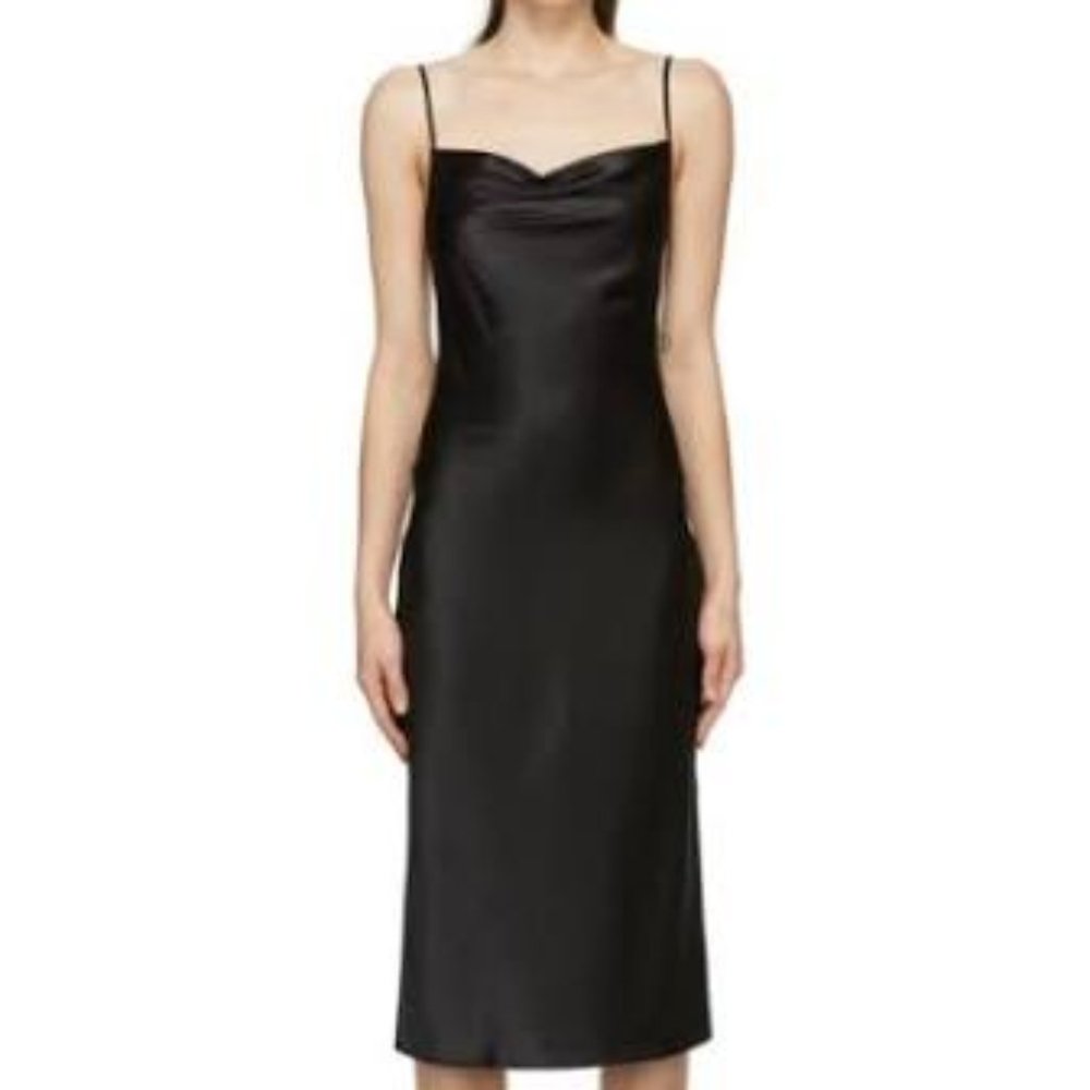 Satin Cowl Neck Midi Dress